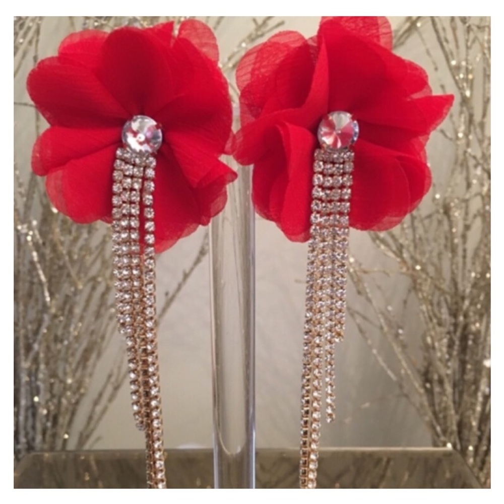 Red Flower Earrings❤️❤️ - Picture 1 of 4